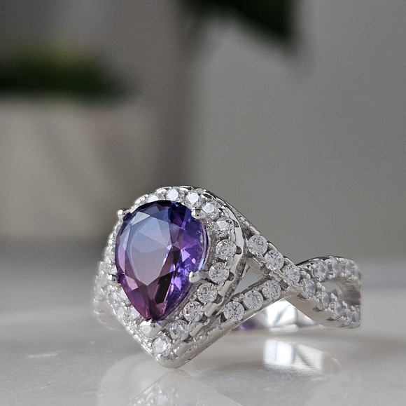 Pink & Purple Tourmarine Gemstone Ring, 925 Sterling Silver - Picture 3 of 4